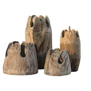 木制山形花插泡桐木手工做旧民宿花瓶客厅木质侘寂风摆件