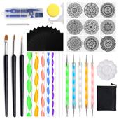 曼陀罗工具43件套装 绘画模板镂空喷花卡纸点钻笔点缀棒调色盘