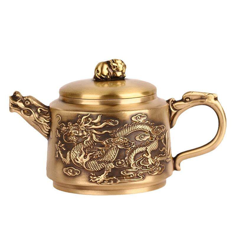 黄铜茶具套装创意百福龙口茶壶家用高档酒壶家居客厅装饰品工艺品