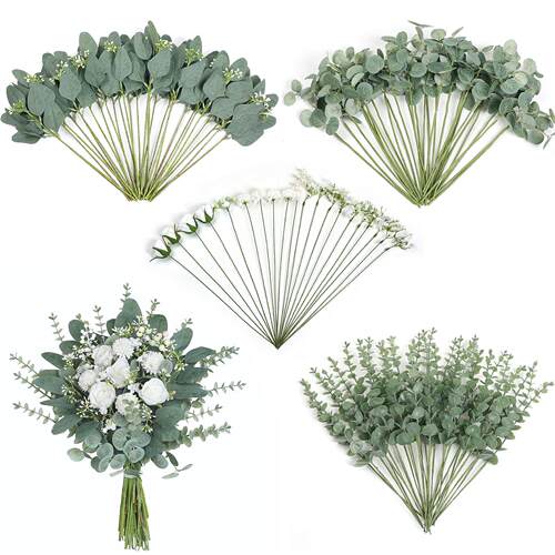 混合仿真花桉树叶尤加利叶树枝婚庆婚礼派对DIY花束插花家居装饰
