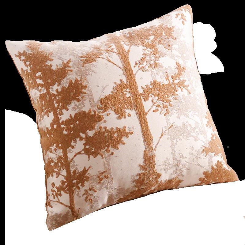 式棕色PTR轻抱枕沙发靠垫客床上靠枕飘厅奢法窗高级感抱枕套含芯