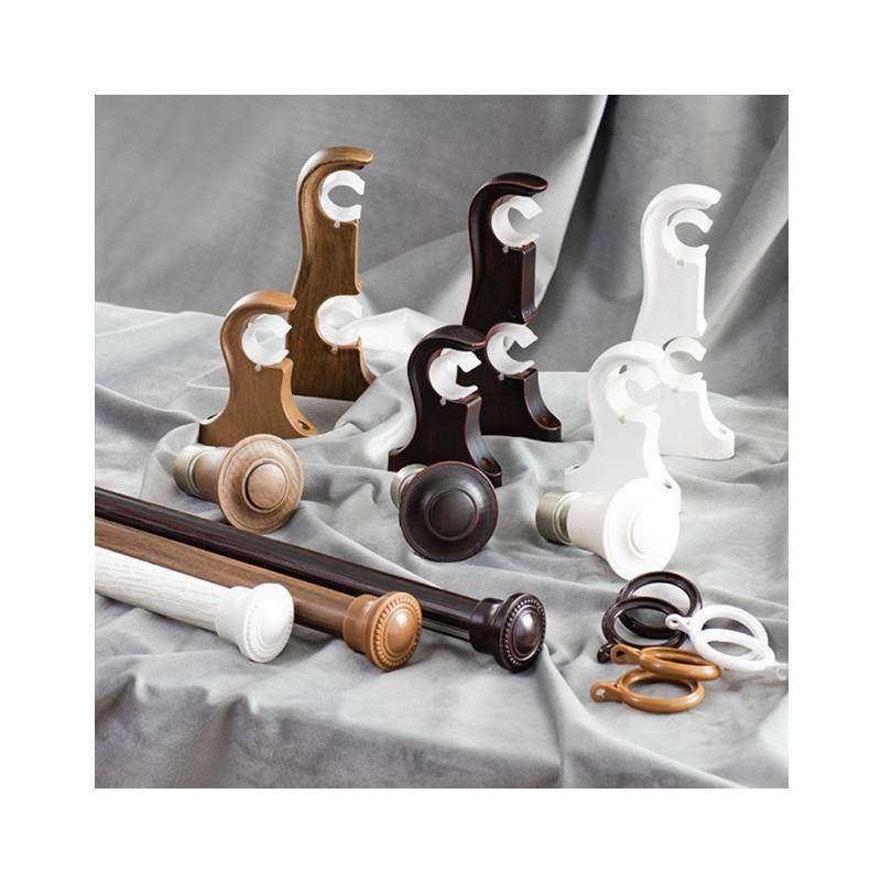 森系原木风罗马杆加厚静音铝合金窗帘杆单杆双杆轨道杆子支架配件