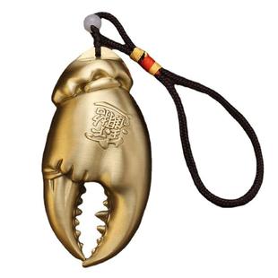 全黄铜制造蟹钳烤色拉丝封油寓意手中有钳（钱钱）手把件创意礼品