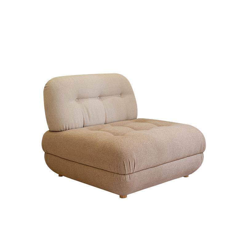 北欧小户型客厅单人拉扣布艺棉麻拼色沙发豆腐块无扶手服装店卧室