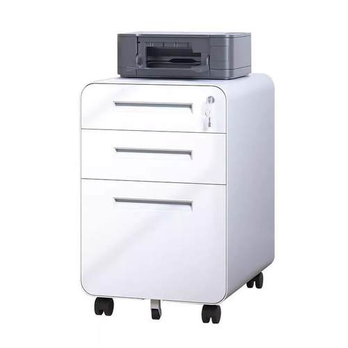 办公桌下活动柜带轮子移动矮柜带锁钢制储物收纳抽屉柜铁皮文件柜