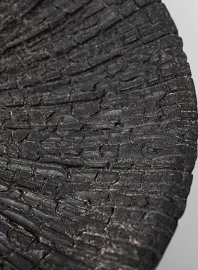 侘寂复古仿碳化风木裂BUH纹果盘中式客厅面茶几收饰纳置物桌盘装