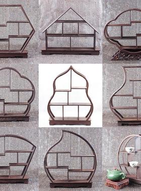 鸡翅木博物古宝架实木多架座紫砂ZZ-0785茶壶小底摆件红木展示架