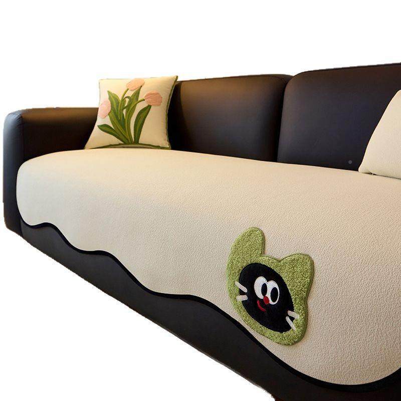 新款形一萌趣绿耳片式沙发盖布异季通用雪尼尔防滑皮沙发垫防抓猫,居家布艺,沙发套,淘宝优惠券,粉丝福利购,淘宝优惠卷