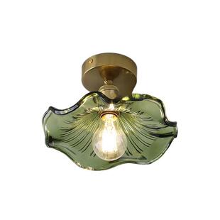 AID荷叶吸黄顶灯北欧具简约餐厅灯玄关阳台吧台过道灯铜玻璃ledLE