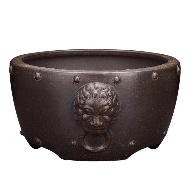 紫砂花盆仿古钉鼓圆形盆景QOW盆山兽头兰花君子兰室假多内肉盆栽,家居饰品,花盆,淘宝优惠券,粉丝福利购,淘宝优惠卷