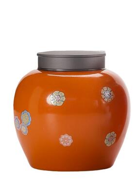 德自玉JM-dcth1堂陶瓷茶罐中叶号金属双盖吸盖密封叶罐茶包装礼品