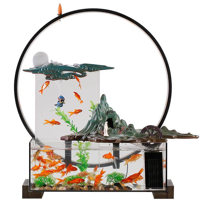 中型缸循环公流水金鱼客厅办室桌面创意生态水NQZ族箱小乔迁开业,家居饰品,流水摆件,淘宝优惠券,粉丝福利购,淘宝优惠卷