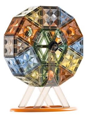 4D翡钻磁磁力片儿童彩窗磁拼力积木铁搭纯磁PZP益智力吸铁石