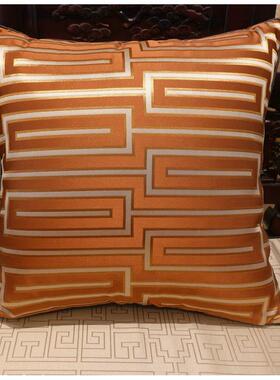 新中式中字格抱枕高精密花木具织锦缎坐垫桌提旗窗帘红沙SH008-2