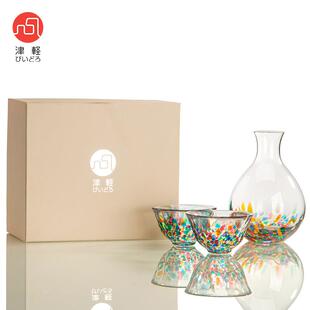 日ADERI两A津ADERIA清酒杯日本进口彩一烈酒杯套装玻璃杯手作色式