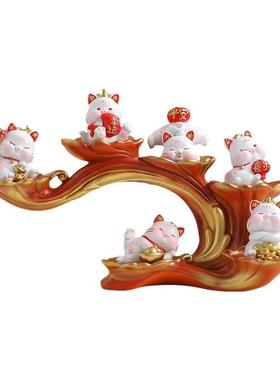 可爱饰招财猫hf摆件家桌用玄关家居装品办公室摆设面乔迁新居礼