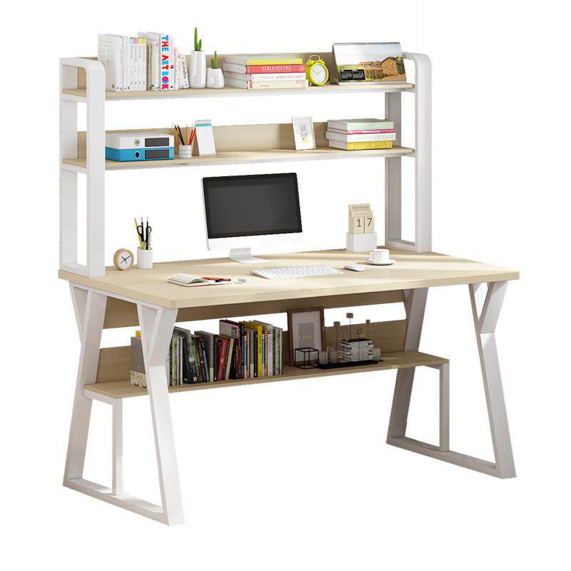 电脑桌台式家用学生书桌书架组合一体桌子办公桌现代简约写字桌