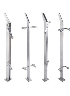 3程04不锈钢商场楼厂梯扶手QWH立柱玻璃栏杆立柱不锈钢工家栏杆立