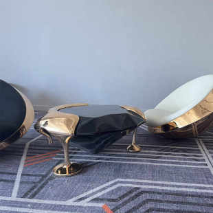 UFO系列意大利设计师现代艺术钻石茶几边几岩浆流体悬浮桌样板房