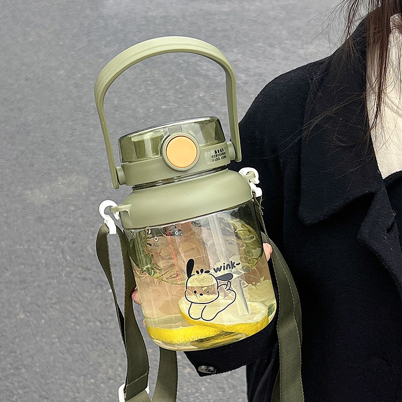 速发大容生水明量高颜值运动水壶吨吨桶学生塑料透杯吸管杯子大肚