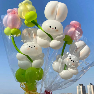 速发兔子气球花幼长儿园活动装饰加厚束条材料公园摆摊