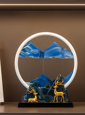 速发高档流沙画乔装摆件客厅招财鹿酒柜玄关家居漏饰品办公室沙迁