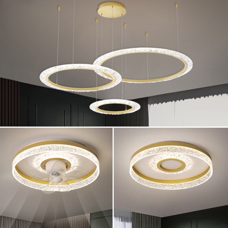 速发客厅吊灯厅02年新款简约大气餐2轻奢圆环形灯具套餐