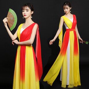 速发大合人团演出服长裙新款大唱学生服装独唱长款红歌优雅指挥礼