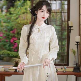 速发茶服禅意文艺中衣风唐装改良旗袍上国新中式汉服套服茶艺师装