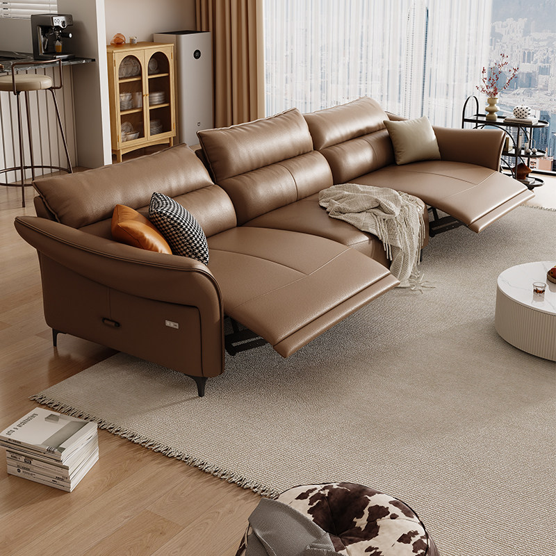 速发意式极简厅发电动功奢贵妃轻能太空舱客沙直排皮沙发组合