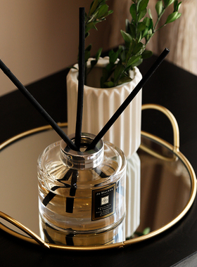 速发米诺 极简艺属金形托盘 金色铁圆镜面双耳托盘玄关收纳置物盘