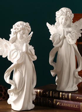 速发装天饰孩摆件复古欧式石膏雕塑雕像法式婚礼小使品桌面艺术摆