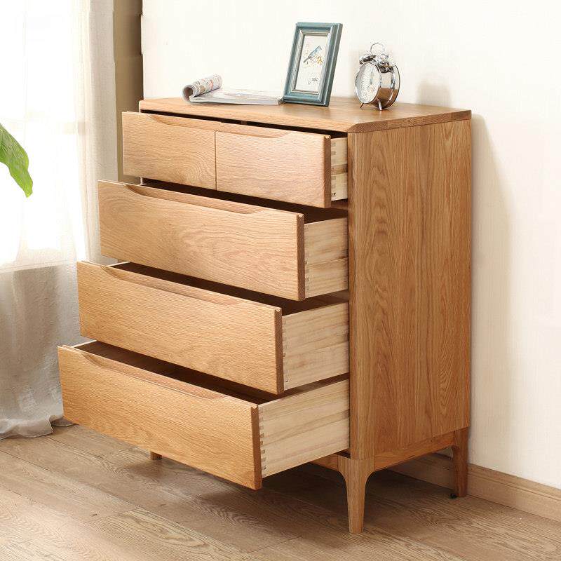 纯实木五斗柜六斗柜日式家用卧室橡木电视柜简约抽屉收纳盒储物柜