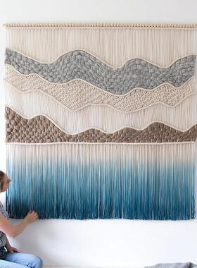 拾光|北欧风macrame挂毯染色隔断手工编制壁毯卧室客厅床头家居挂