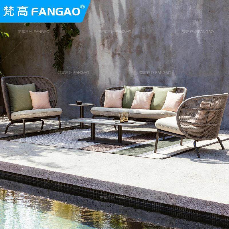 北欧户外编藤沙发创意庭院样板房别墅花园酒店阳台软装绳编沙发椅,住宅家具,藤/竹沙发,淘宝优惠券,粉丝福利购,淘宝优惠卷