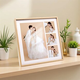 精选正方形相框九宫格婚纱照相框摆台小相框结婚照片定制小相框桌