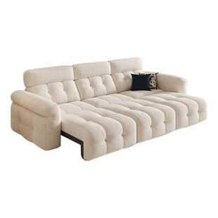 精选云朵电动沙发床猫抓布奶油风小户型客厅两用伸缩双人沙发智能