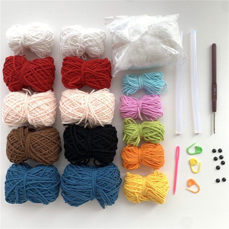 精选丑萌女孩diy汽车钥匙包套材料包手工毛线编织钩针可爱挂件礼