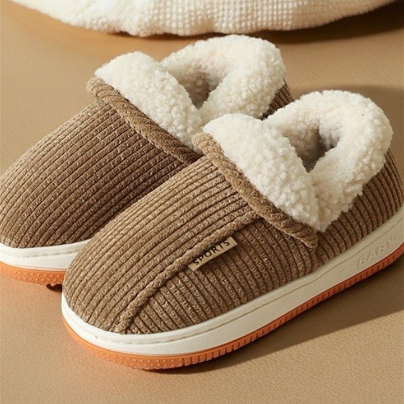 精选儿童棉拖鞋女童冬季室内家居加绒加厚保暖防滑厚底包跟棉鞋男