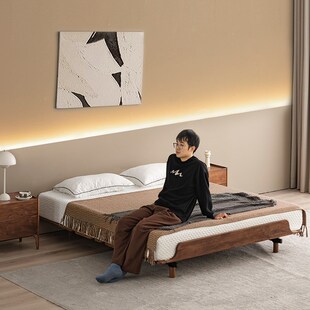 电动床实木床北美黑胡桃木遥控升降多功能智能床垫轻奢现代主卧