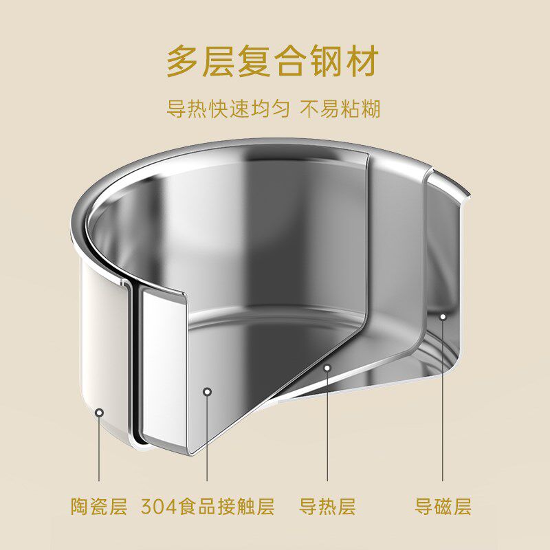 卡罗特不锈钢锅具套装全套家用不粘锅陶瓷套锅电燃通用炒锅三件套