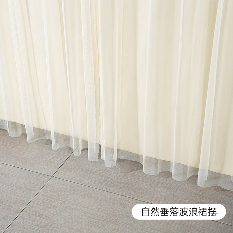 不透人防蚊门帘简约灰色家用免打孔卧室夏季伸缩杆蕾丝纱帘隔断帘