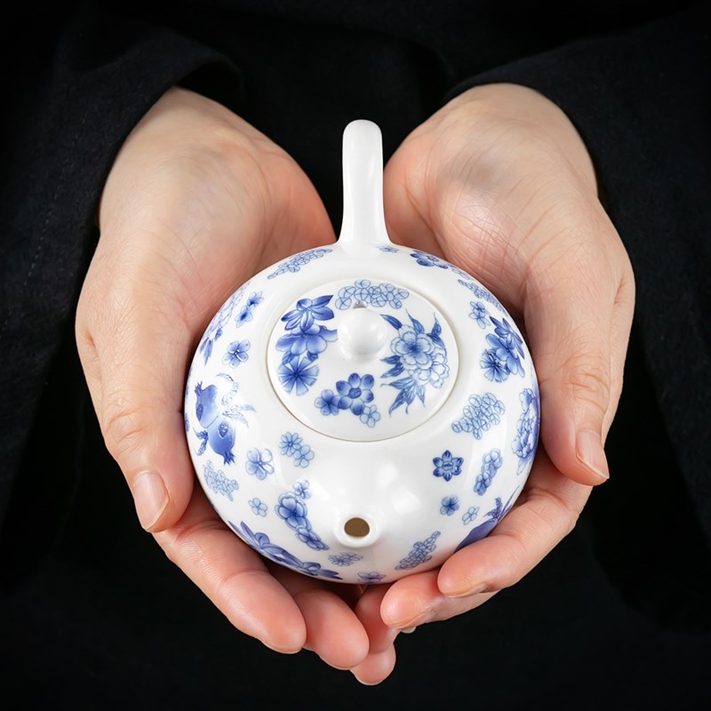 青花陶瓷茶壶泡茶家用大号西施壶单壶红茶茶具套装功夫白瓷泡茶器