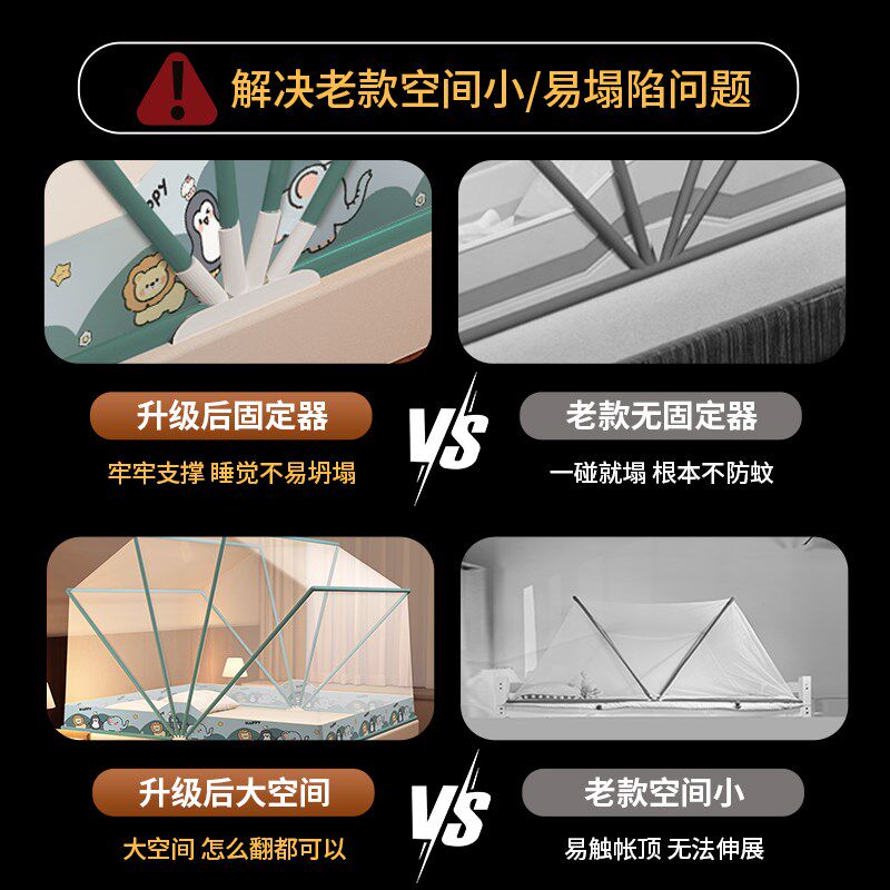 免安装可折叠蚊帐家用卧室儿童蒙古包全罩式防蚊户外帐篷2025新款