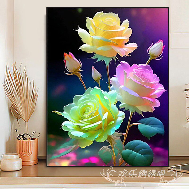花卉系列十字绣2023新款线绣客厅小幅简约现代自己绣手工5d钻石画