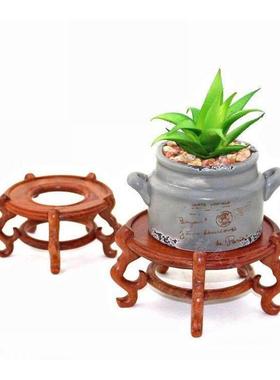 花梨木圆中空底座鱼缸花盆景水晶球葫芦托架品摆件实木底座