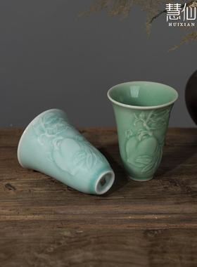 NZC龙泉慧仙青瓷钰闻香杯档男家用主人杯品茗杯专用单茶杯喝桃高
