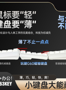 玩键G60超薄磁轴键盘机械电竞游戏专用RT0.01有线低延迟63键65LED