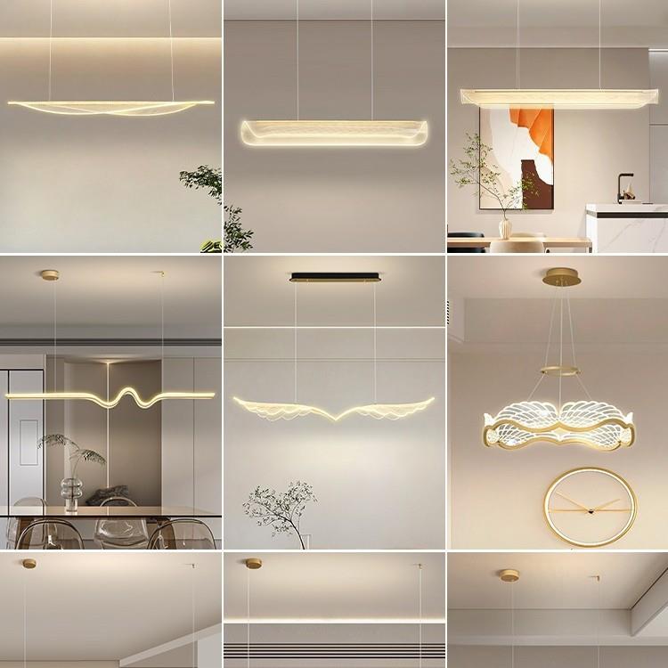 创意设计师款餐厅吊灯轻奢创意亚克力导光板led现代长条一字吧台