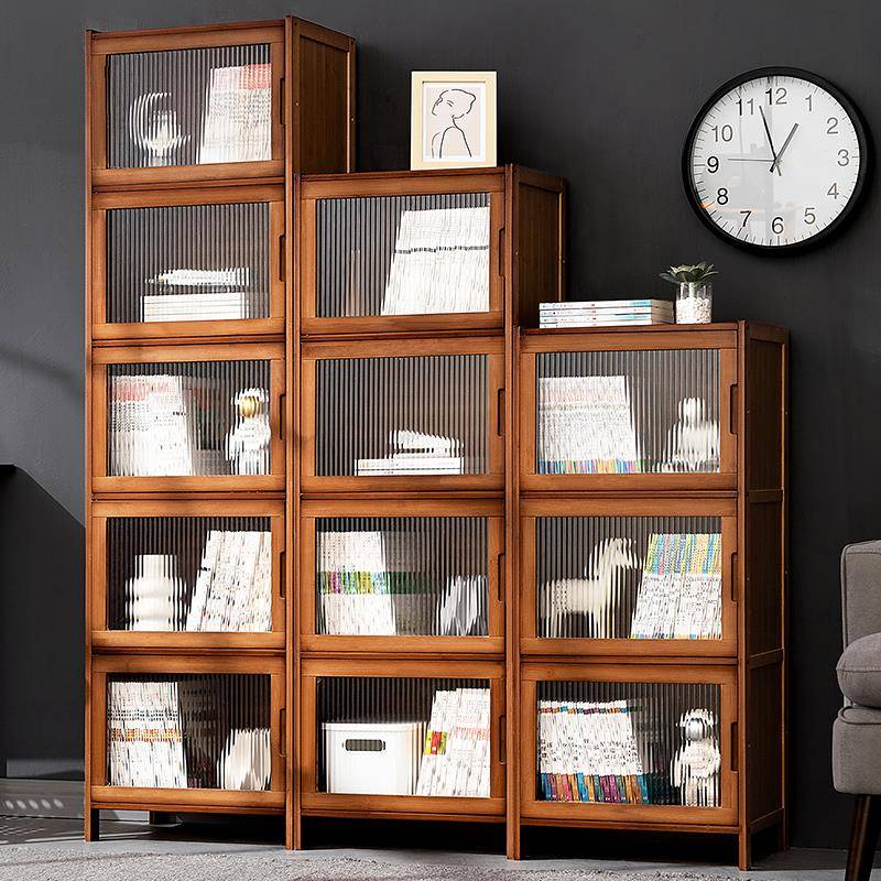 9C书架置物架落地书柜子儿童简易客厅家用收纳柜储物柜实木多层卧